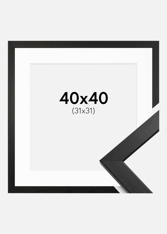 Keret Elegáns Fekete 40x40 cm - Paszpartu Fehér 32x32 cm