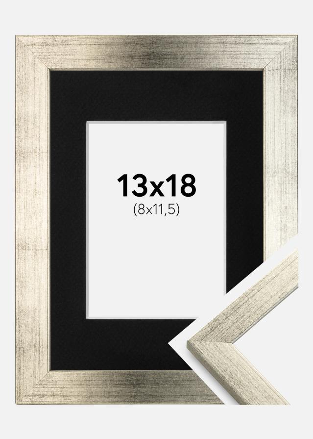 Keret Elegáns Ezüst 13x18 cm - Paszpartu Fekete 9x12 cm