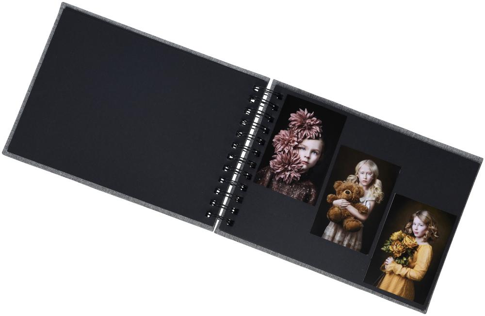 Base Line Vászon Wire-O Fekete 23x17 cm (40 Feketék Oldalak / 20 lap)