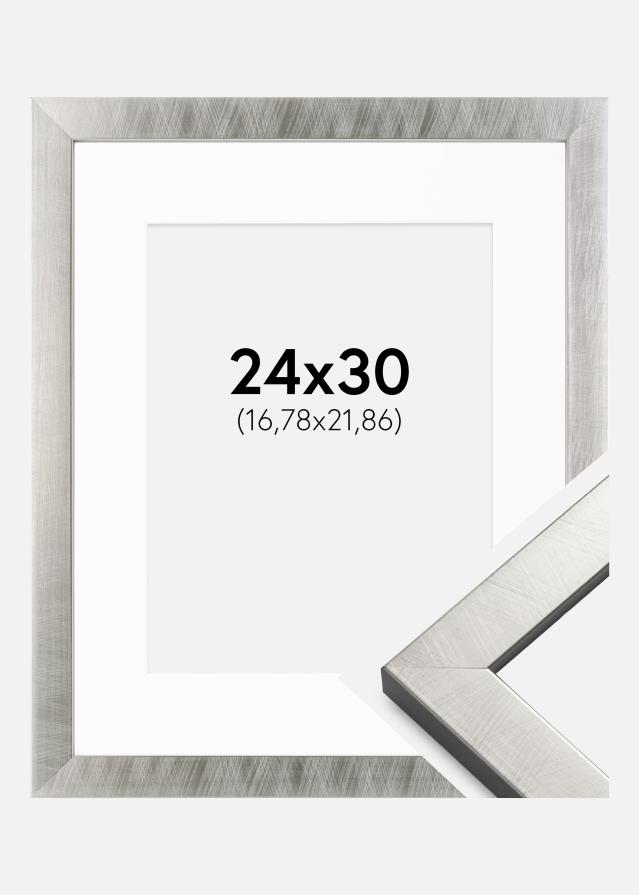 Keret Uppsala Ezüst 24x30 cm - Paszpartu Fehér 7x9 inches