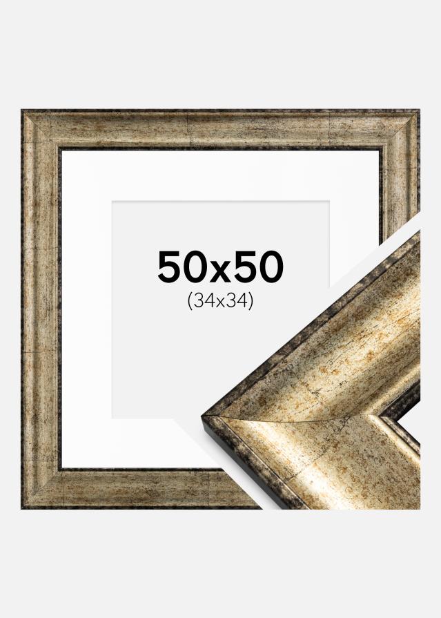 Keret Saltsjöbaden Antik arany 50x50 cm - Paszpartu Fehér 35x35 cm