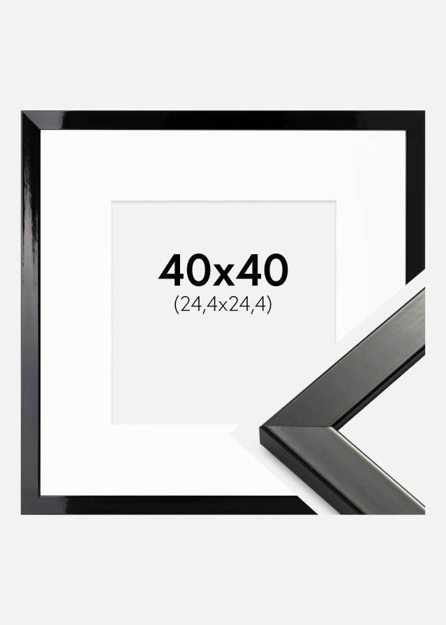 Keret Uppsala Nagyon fényes Fekete 40x40 cm - Paszpartu Fehér 10x10 inches