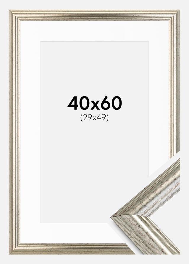 Keret Västkusten Ezüst 40x60 cm - Paszpartu Fehér 30x50 cm