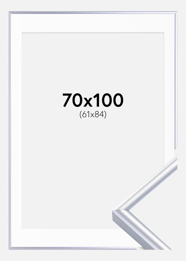 Keret Victoria Ezüst 70x100 cm - Paszpartu Fehér 62x85 cm