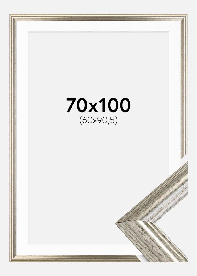 Keret Västkusten Ezüst 70x100 cm - Paszpartu Fehér 61x91,5 cm