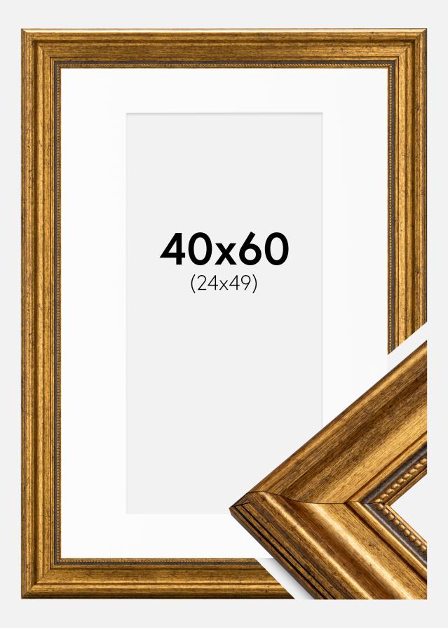 Keret Rokokó Arany 40x60 cm - Paszpartu Fehér 25x50 cm