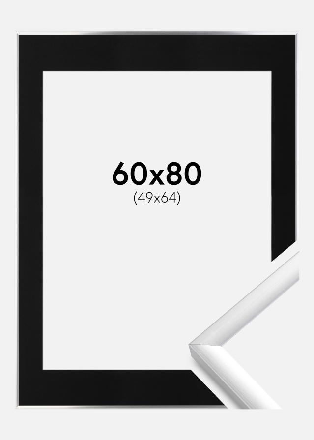 Keret New Lifestyle Ezüst 60x80 cm - Paszpartu Fekete 50x65 cm