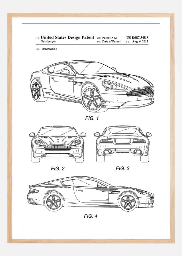 Patent Print - Aston Martin - White Poszter