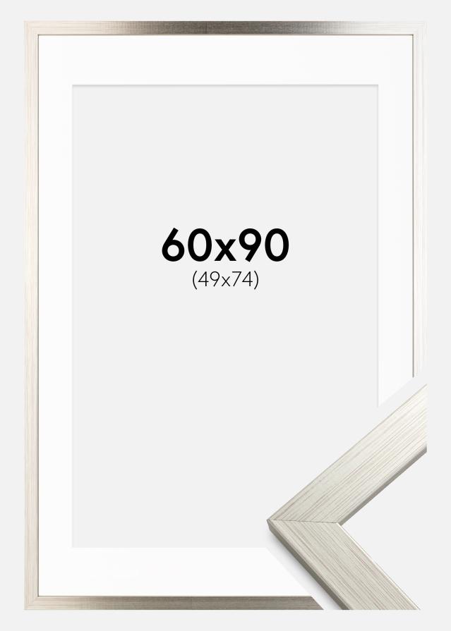 Keret Ezüst Wood 60x90 cm - Paszpartu Fehér 50x75 cm