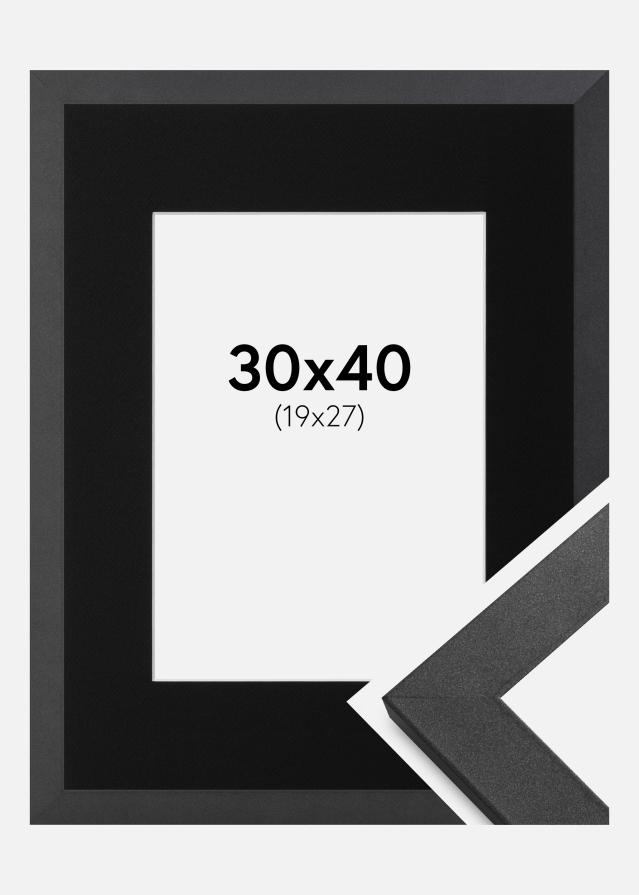 Keret Graphite Wood 30x40 cm - Paszpartu Fekete 20x28 cm