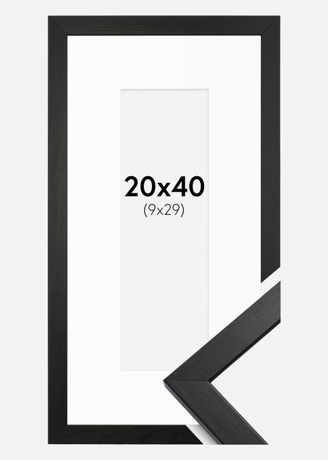 Keret Elegáns Fekete 20x40 cm - Paszpartu Fehér 10x30 cm