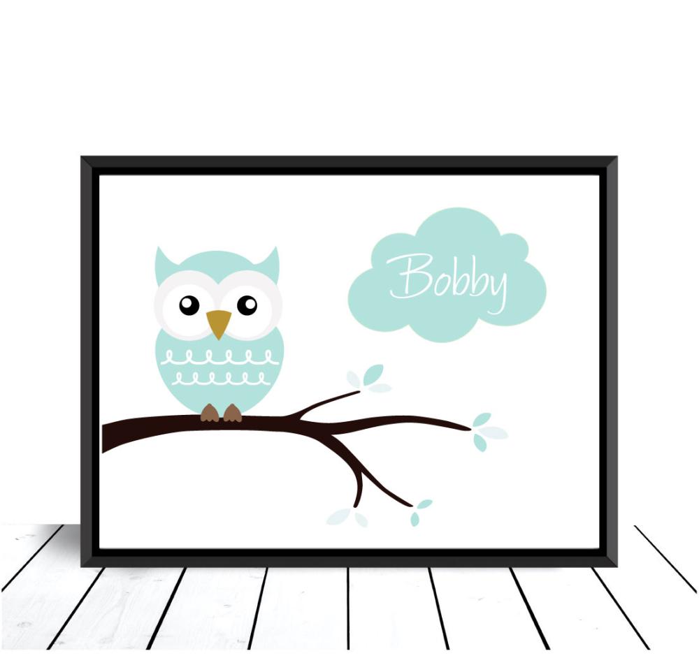 Owl Birth Poszter Turquoise