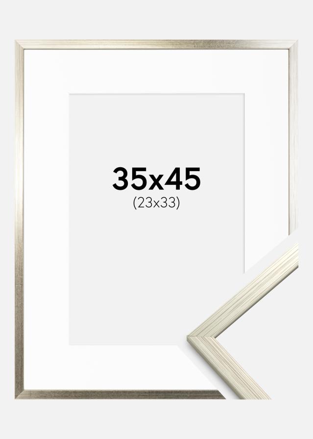 Keret Edsbyn Ezüst 35x45 cm - Paszpartu Fehér 24x34 cm