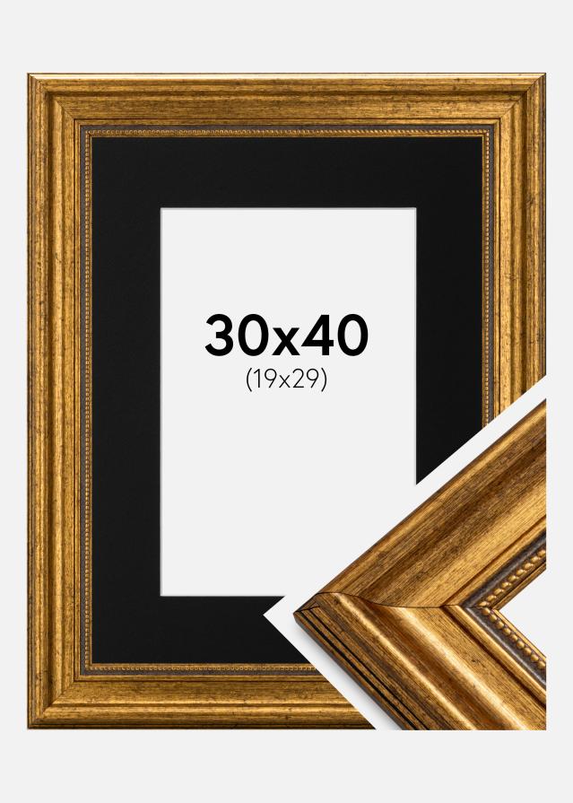 Keret Rokokó Arany 30x40 cm - Paszpartu Fekete 20x30 cm