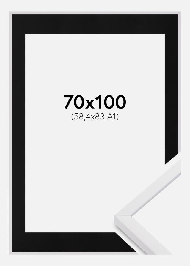 Keret E-Line Fehér 70x100 cm - Paszpartu Fekete 59,4x84 cm (A1)
