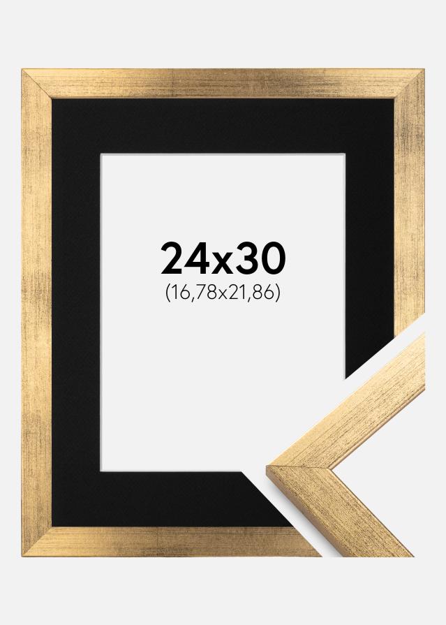 Keret Elegáns Arany 24x30 cm - Paszpartu Fekete 7x9 inches