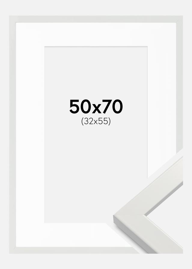 Keret White Wood Glossy 50x70 cm - Paszpartu Fehér 33x56 cm