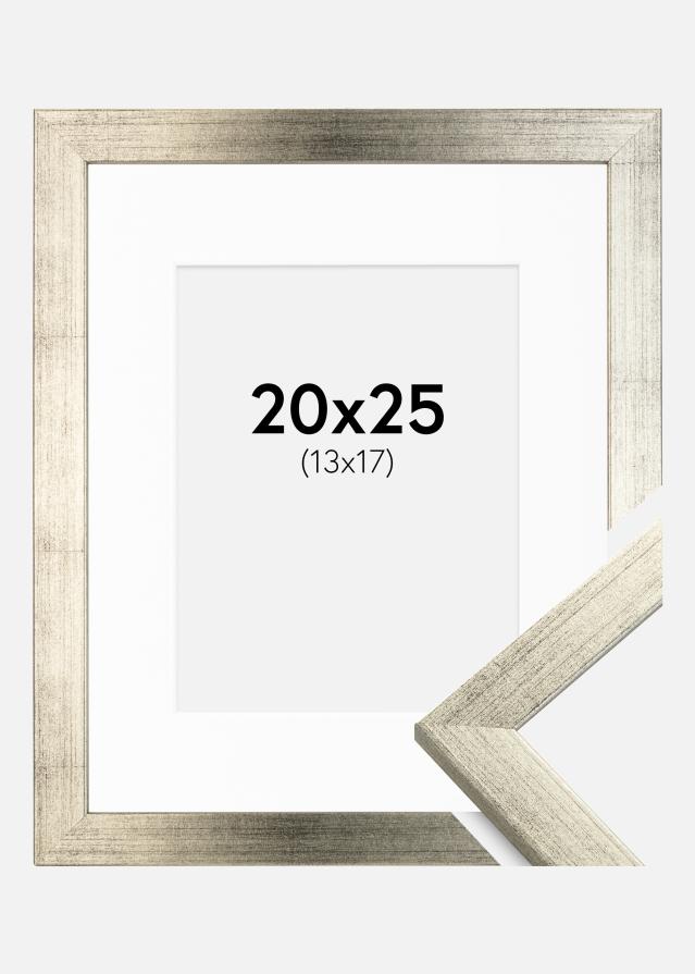 Keret Elegáns Ezüst 20x25 cm - Paszpartu Fehér 14x18 cm