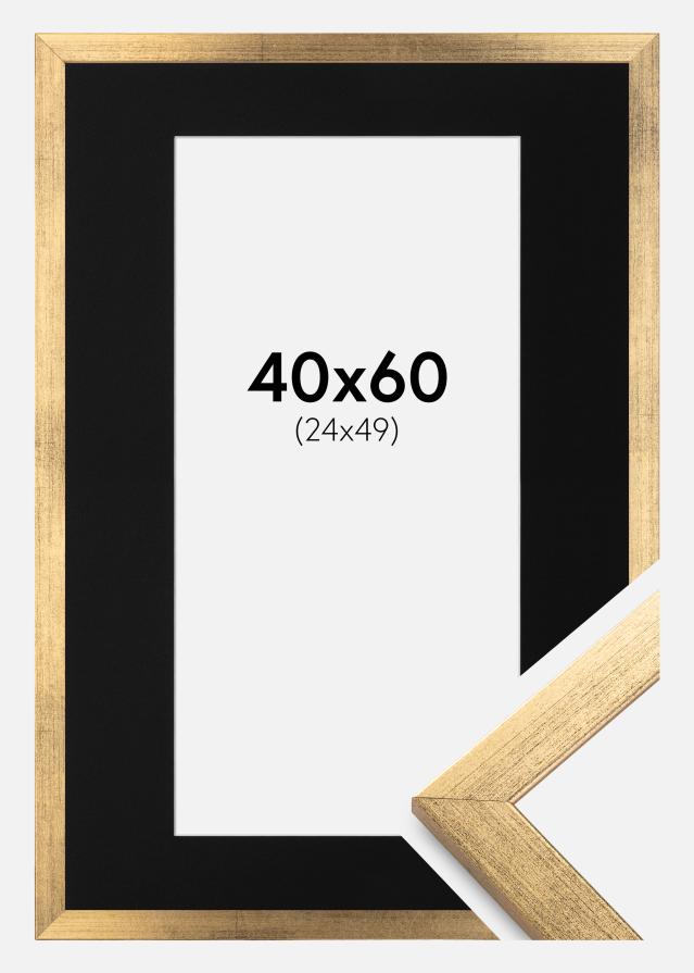 Keret Elegáns Arany 40x60 cm - Paszpartu Fekete 25x50 cm