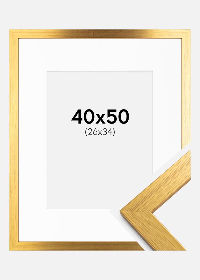 Keret Gold Wood 40x50 cm - Paszpartu Fehér 27x35 cm