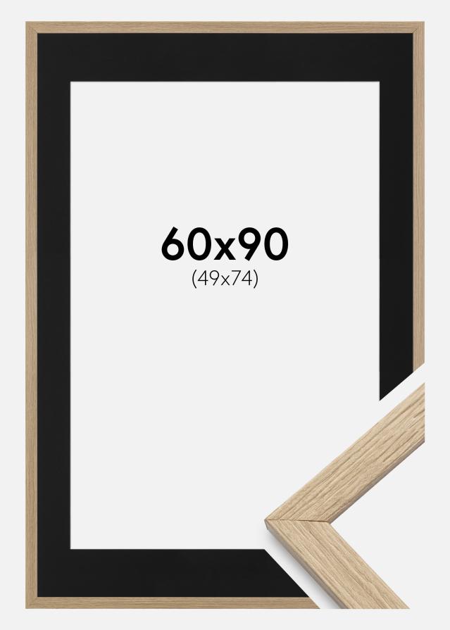 Keret Elegáns Tölgy 60x90 cm - Paszpartu Fekete 50x75 cm