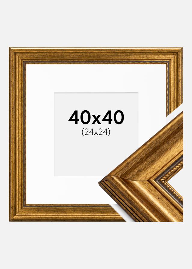 Keret Rokokó Arany 40x40 cm - Paszpartu Fehér 25x25 cm
