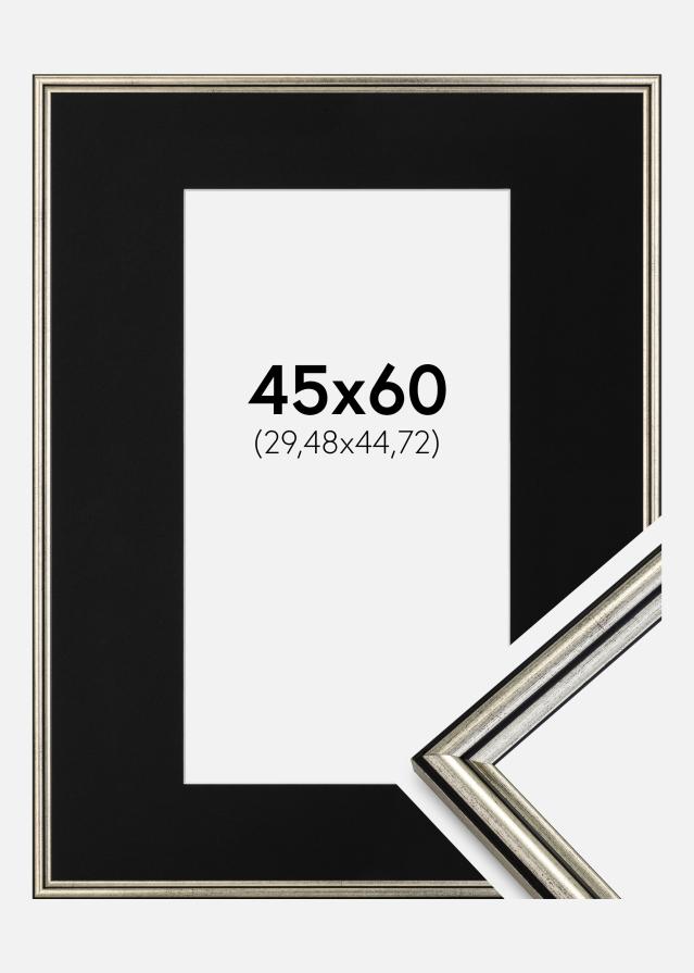 Keret Horndal Ezüst 45x60 cm - Paszpartu Fekete 12x18 inches