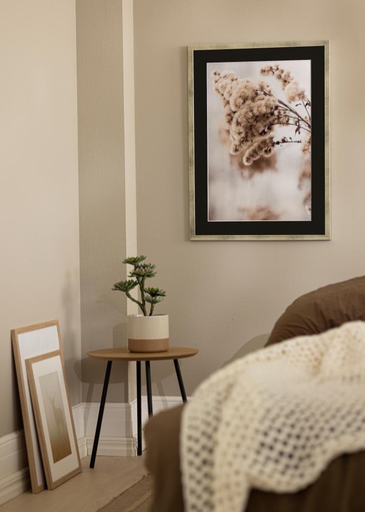 Keret Elegáns Ezüst 24x30 cm - Paszpartu Fekete 6x8 inches