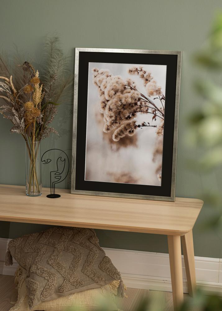 Keret Elegáns Ezüst 24x30 cm - Paszpartu Fekete 6x8 inches