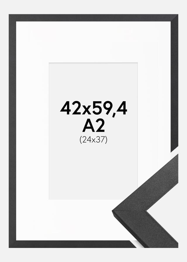 Keret Graphite Wood 42x59,4 cm (A2) - Paszpartu Fehér 25x38 cm