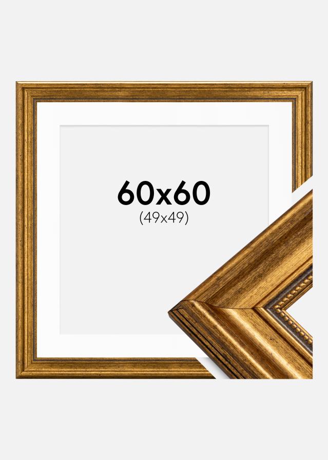 Keret Rokokó Arany 60x60 cm - Paszpartu Fehér 50x50 cm