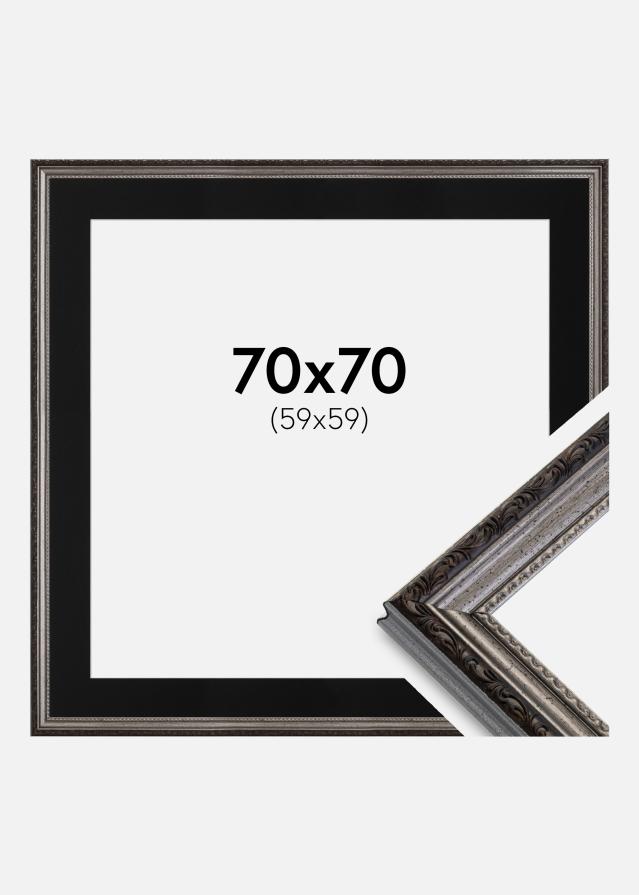 Keret Abisko Ezüst 70x70 cm - Paszpartu Fekete 60x60 cm