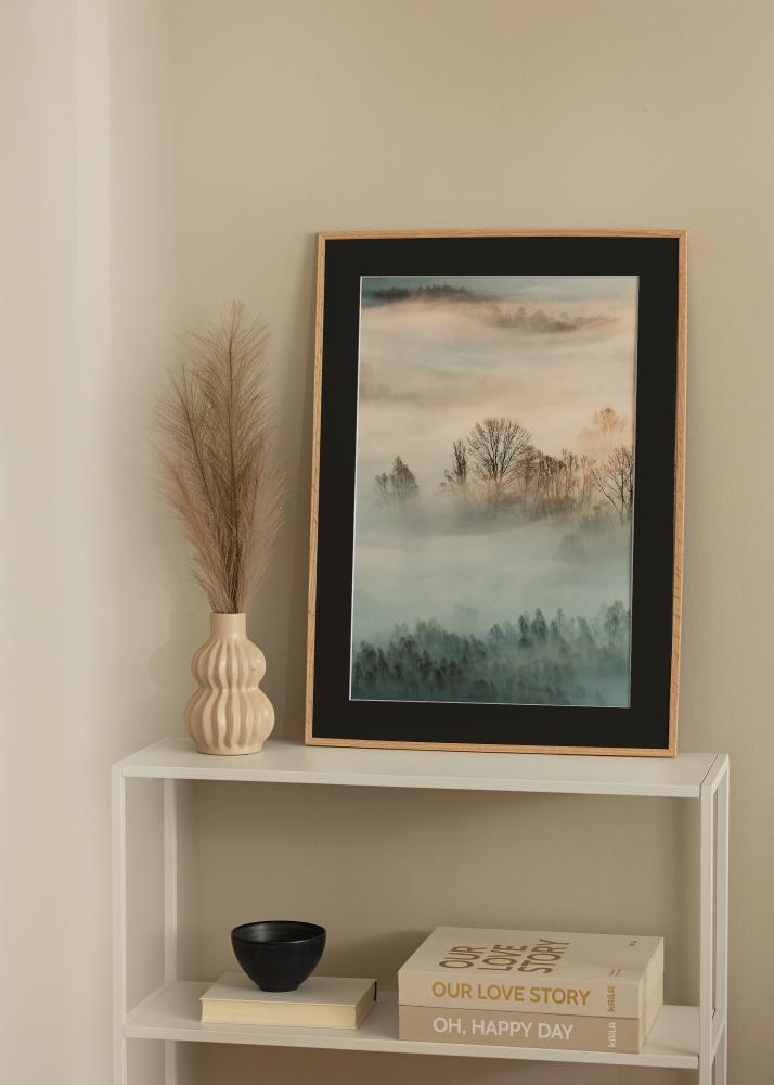 Keret Vékony Tölgy 20x30 cm - Paszpartu Fekete 15x21 cm (A5)