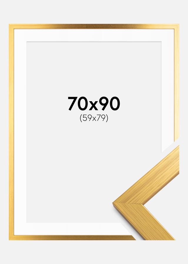 Keret Gold Wood 70x90 cm - Paszpartu Fehér 60x80 cm