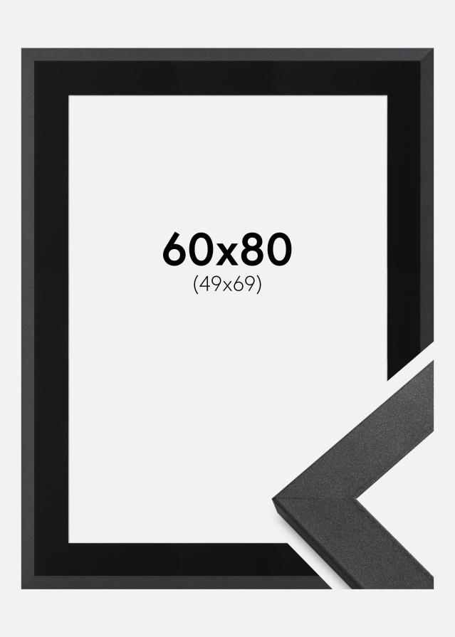 Keret Graphite Wood 60x80 cm - Paszpartu Fekete 50x70 cm