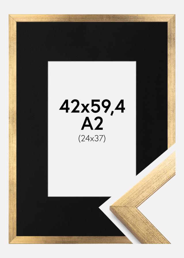 Keret Elegáns Arany 42x59,4 cm (A2) - Paszpartu Fekete 25x38 cm