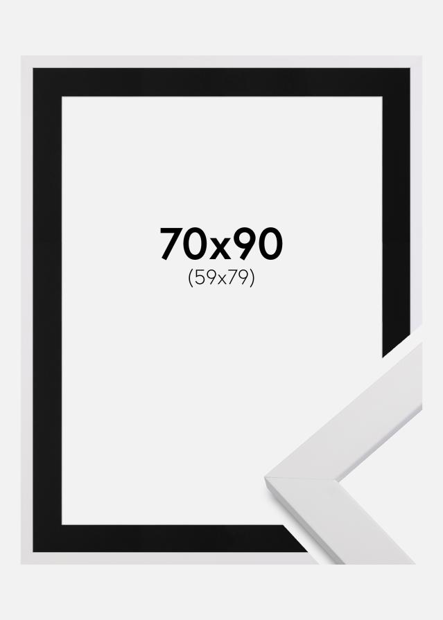 Keret White Wood 70x90 cm - Paszpartu Fekete 60x80 cm