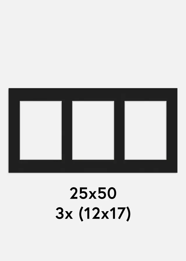 Paszpartu Fekete 25x50 cm - Kollázs 3 Képek (12x17 cm)