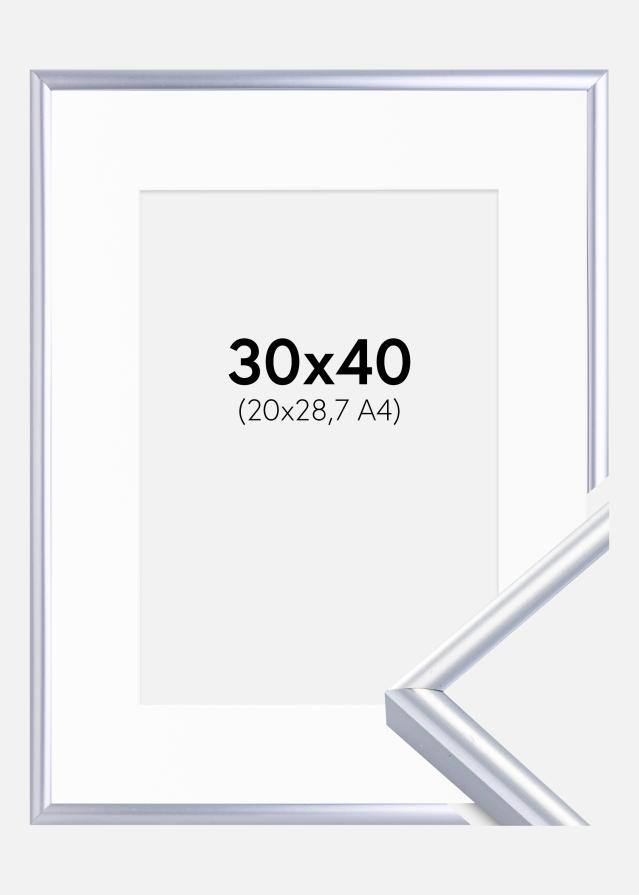 Keret Victoria Ezüst 30x40 cm - Paszpartu Fehér 21x29,7 cm (A4)