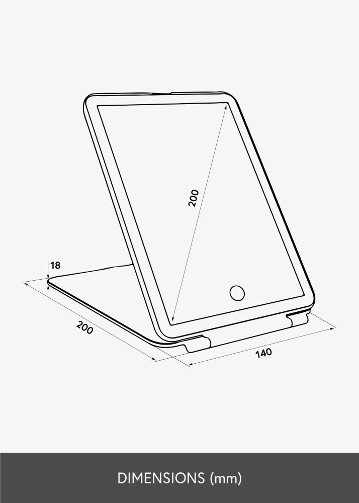 KAILA Sminktükör Travel LED Feltölthető Fehér 14x20 cm