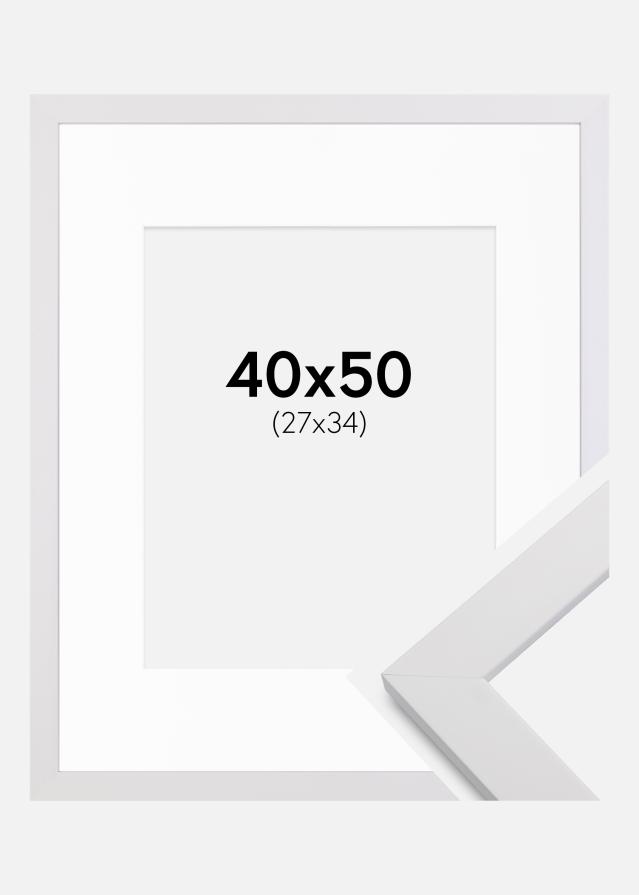 Keret White Wood 40x50 cm - Paszpartu Fehér 28x35 cm