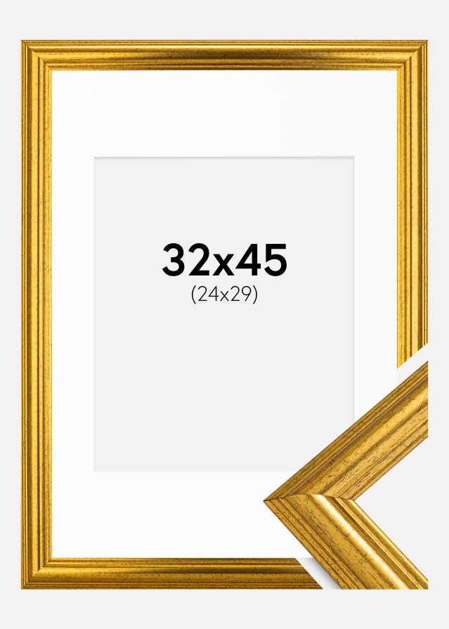 Keret Västkusten Arany 32x45 cm - Paszpartu Fehér 25x30 cm