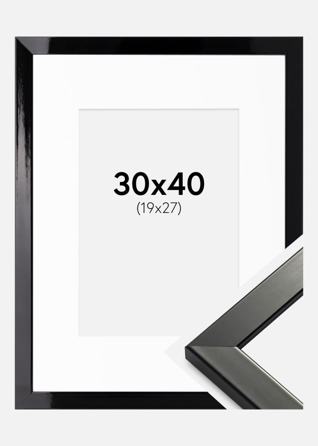Keret Uppsala Nagyon fényes Fekete 30x40 cm - Paszpartu Fehér 20x28 cm