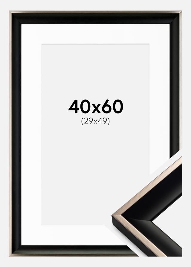Keret Öjaren Fekete-Ezüst 40x60 cm - Paszpartu Fehér 30x50 cm