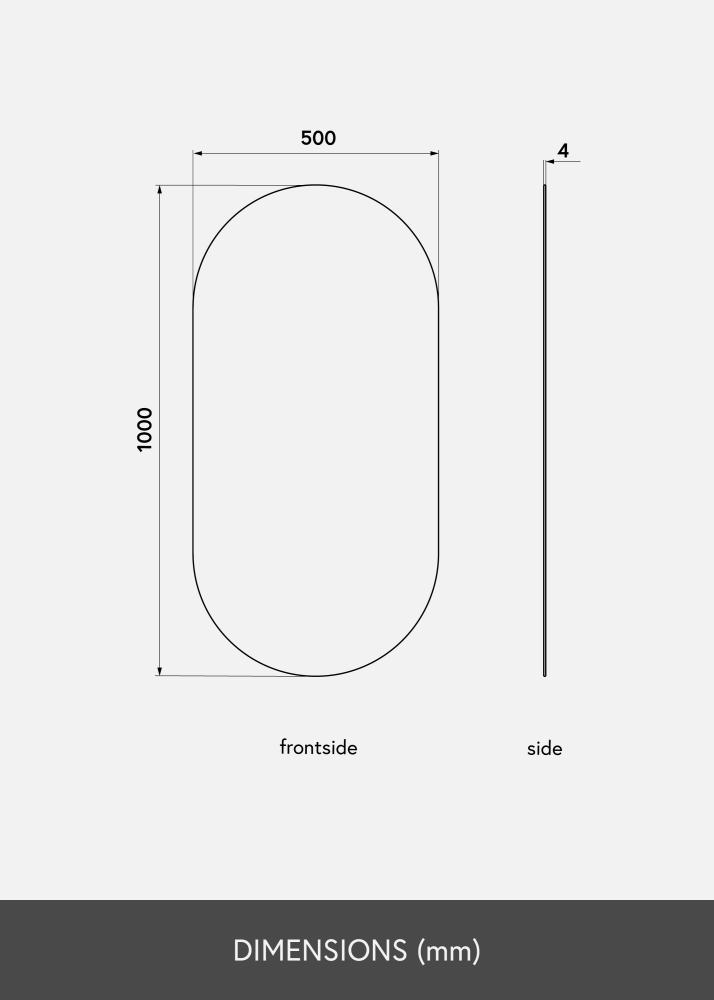 KAILA Tükör Ovális Rose Gold 50x100 cm
