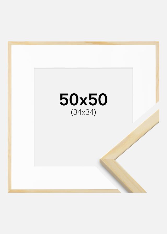 Keret Galant Erdeifenyő 50x50 cm - Paszpartu Fehér 35x35 cm