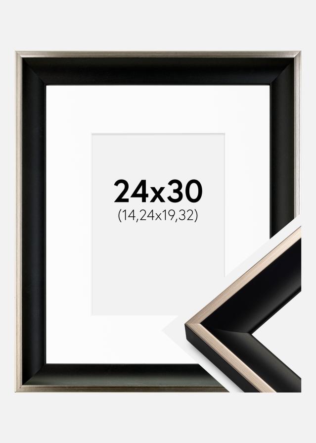 Keret Öjaren Fekete-Ezüst 24x30 cm - Paszpartu Fehér 6x8 inches