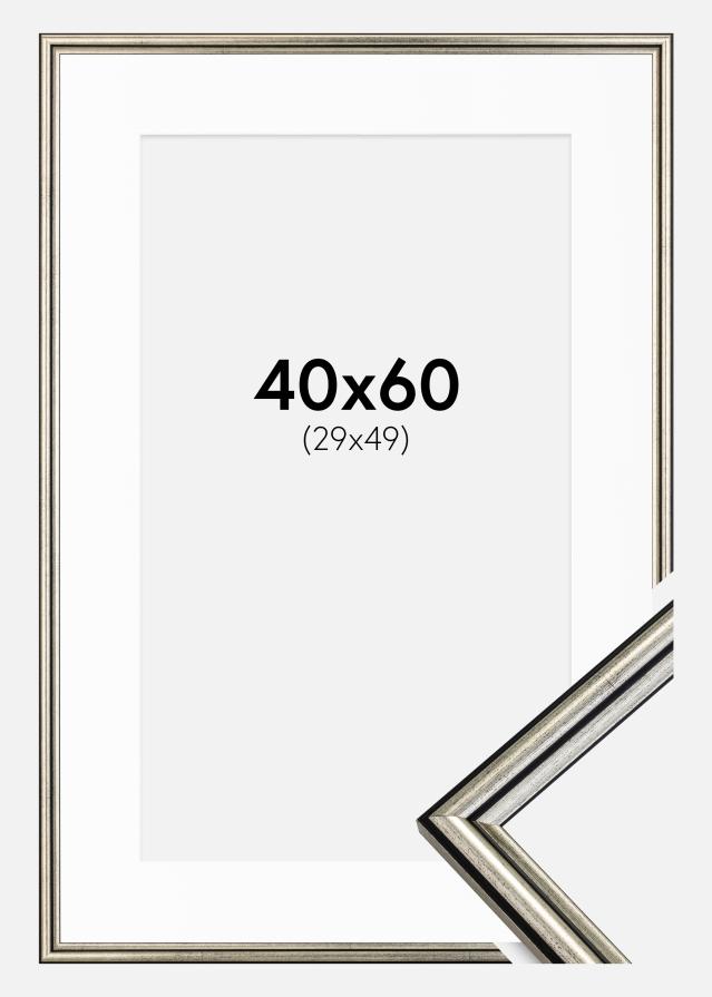 Keret Horndal Ezüst 40x60 cm - Paszpartu Fehér 30x50 cm