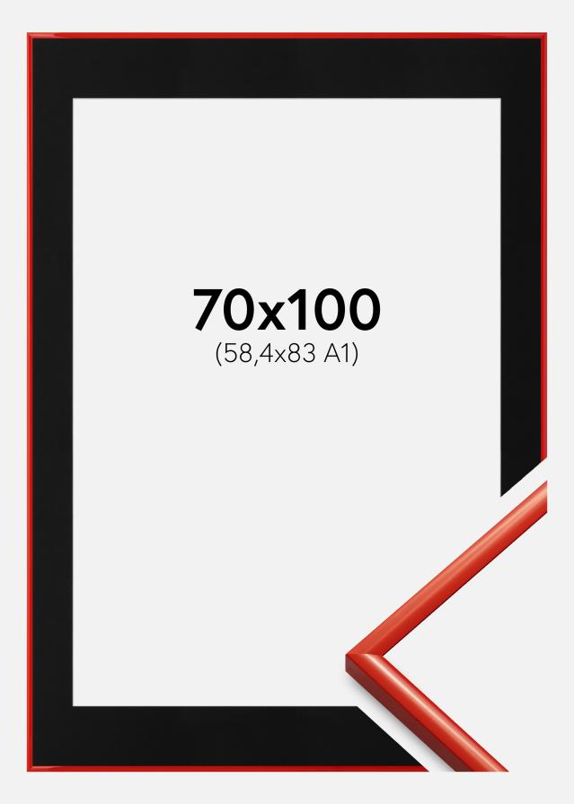 Keret New Lifestyle Világospiros 70x100 cm - Paszpartu Fekete 59,4x84 cm (A1)