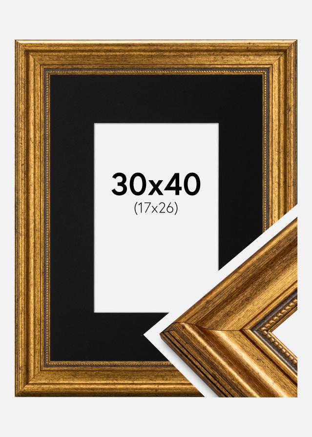 Keret Rokokó Arany 30x40 cm - Paszpartu Fekete 18x27 cm